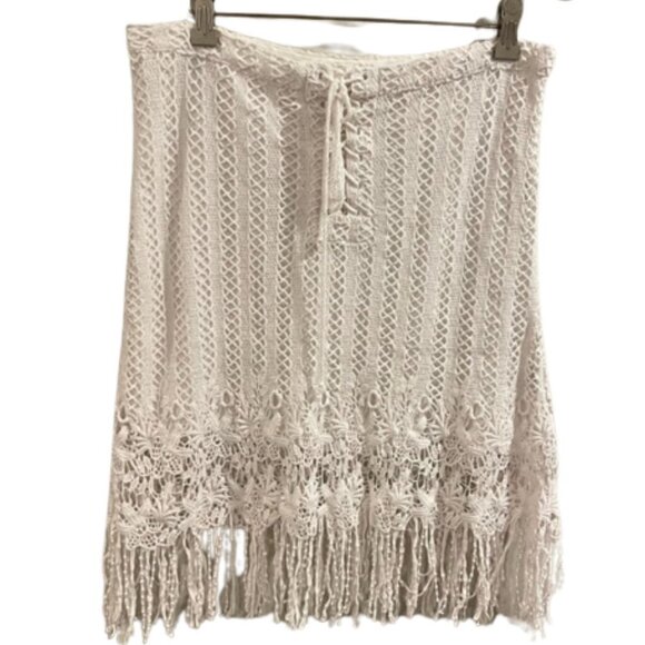 Free People Dresses & Skirts - Free People Crochet & Fringe Mini Skirt Size 12